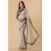 SILVER GREY INDIAN WEDDING WEAR GEORGETTE SAREE